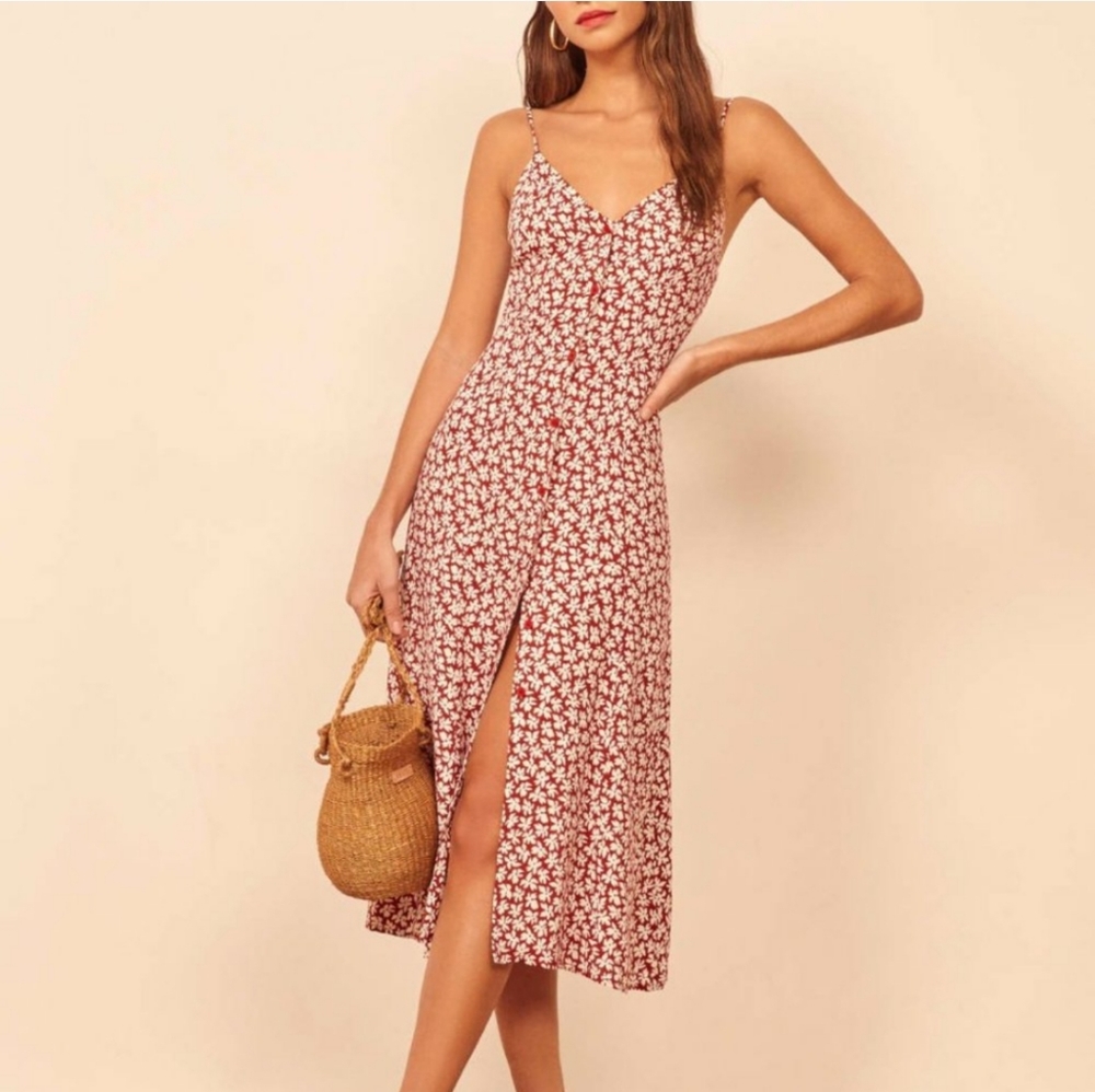 ❤️ Reformation Red Floral Midi Dress